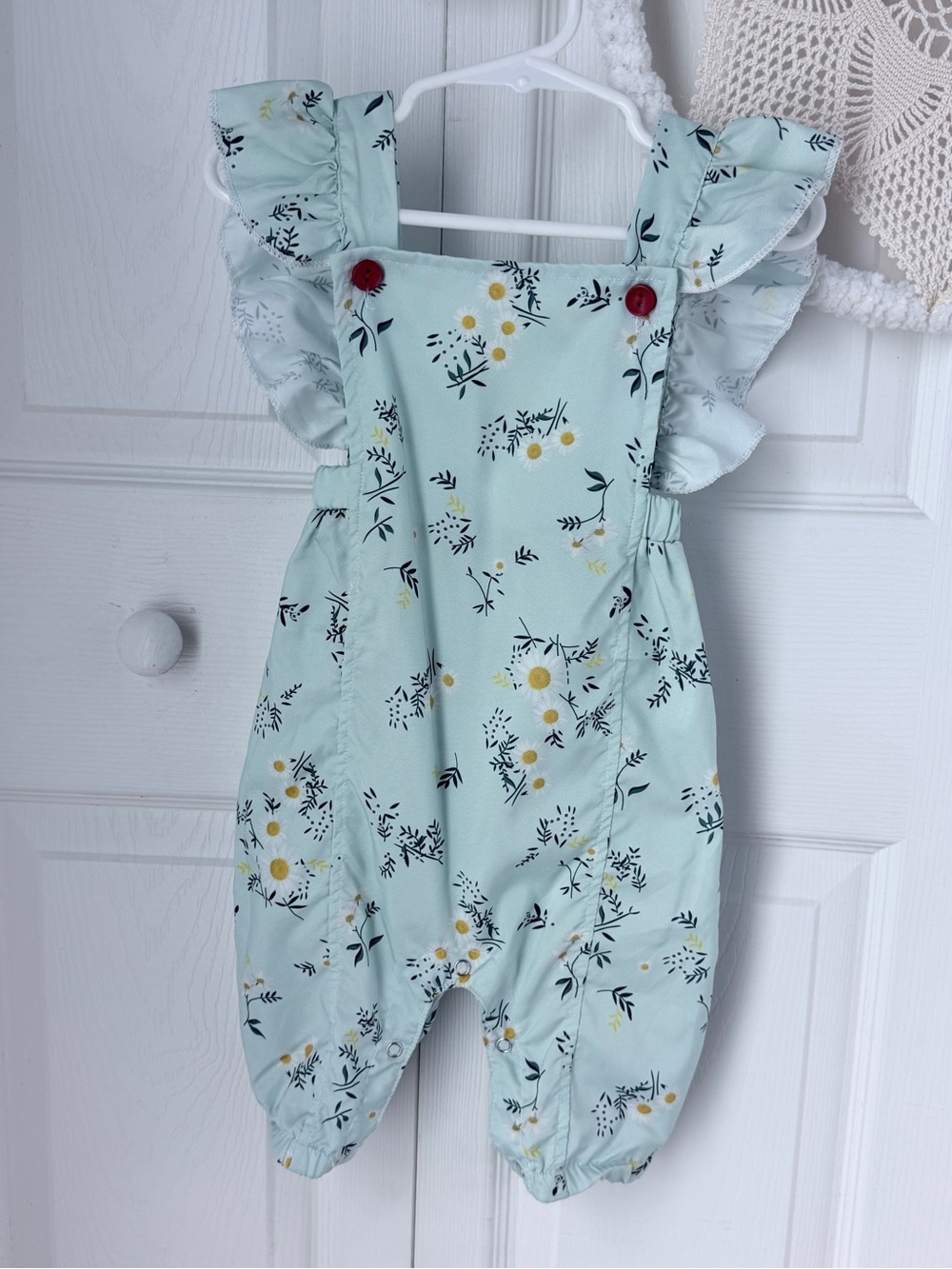 Toddler Light Mint Floral Ruffle Romper